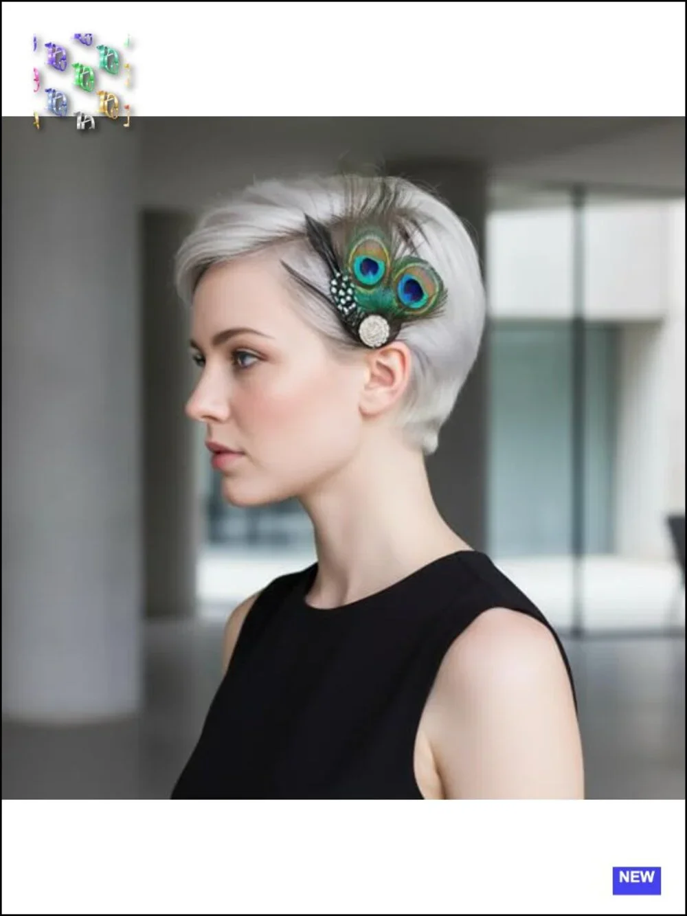 3pcs Butterfly Faux Peacock Feather Hair Clip Rhinestone Hair Accessory